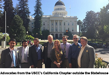Advocates from the USCC’s California Chapter outside the Statehouse 